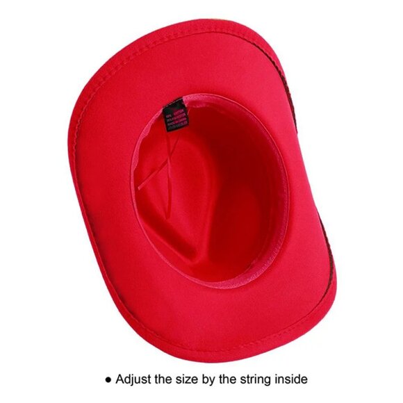 Red Western Cowboy, Cowgirl Hat, Silver Diamond Band – Unisex Rodeo Hat - Picture 4 of 4